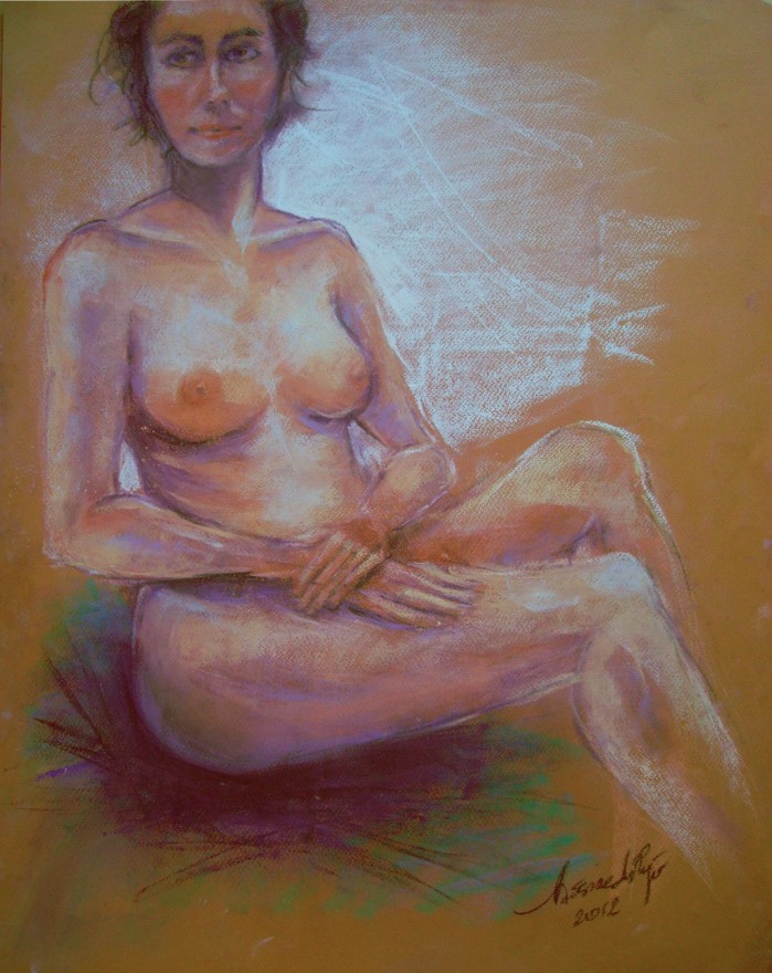 Modella seduta. Conté crayon su cartoncino (2012)
