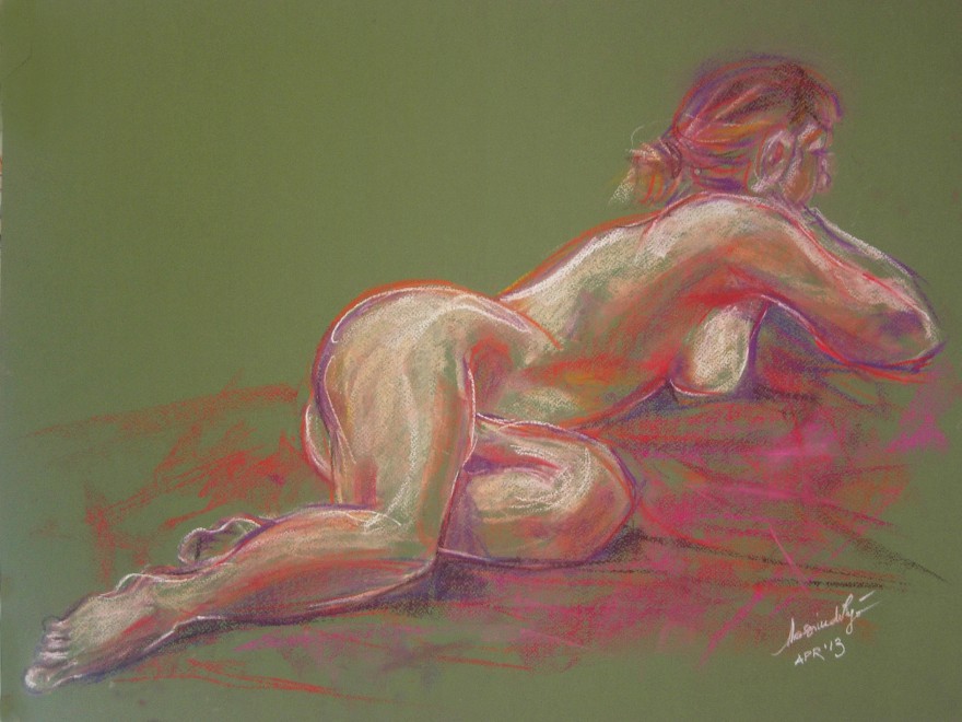 Studi torsione figura. Conté crayon su cartoncino (2013)