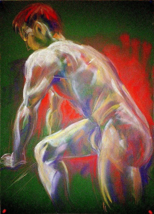 Studio figura maschile. Pan pastel colors su cartoncino (2016)